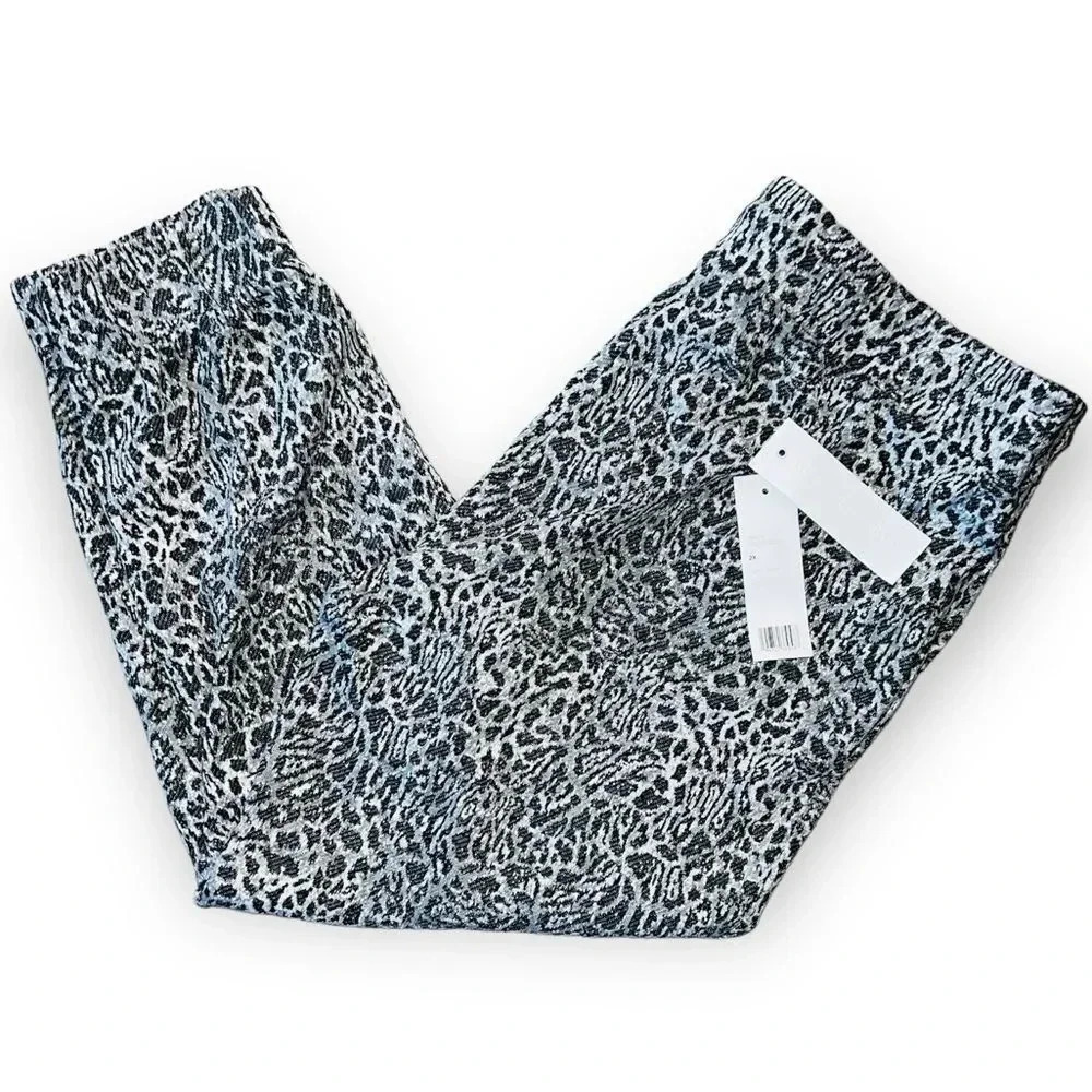 Adyson Parker Heather Grey Combo Print Joggers Size 2X NEW